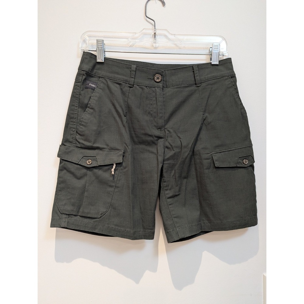 Decathlon FORCLAZ Women's Size XS Trekking Travel Hiking Cargo Shorts Green